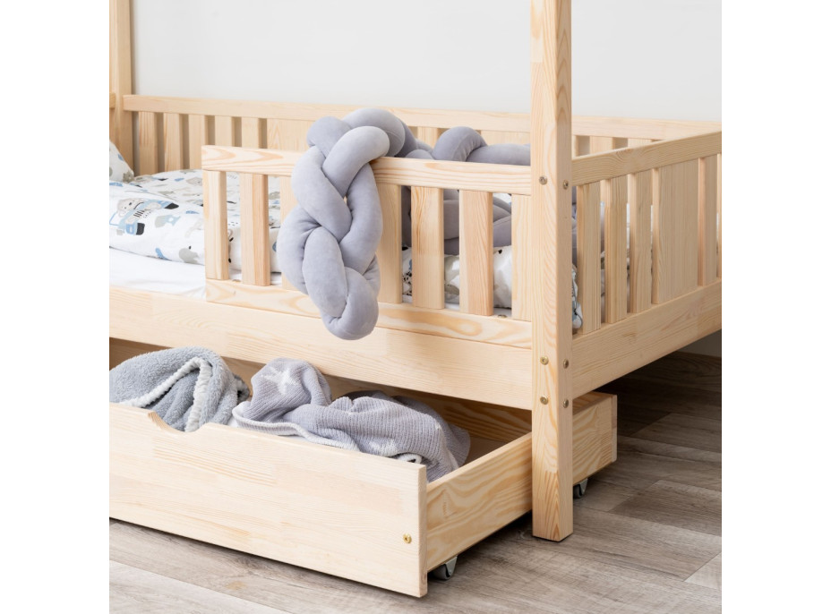 Dětská domečková postel z masivu borovice NIKO L 20 - 160x80 cm