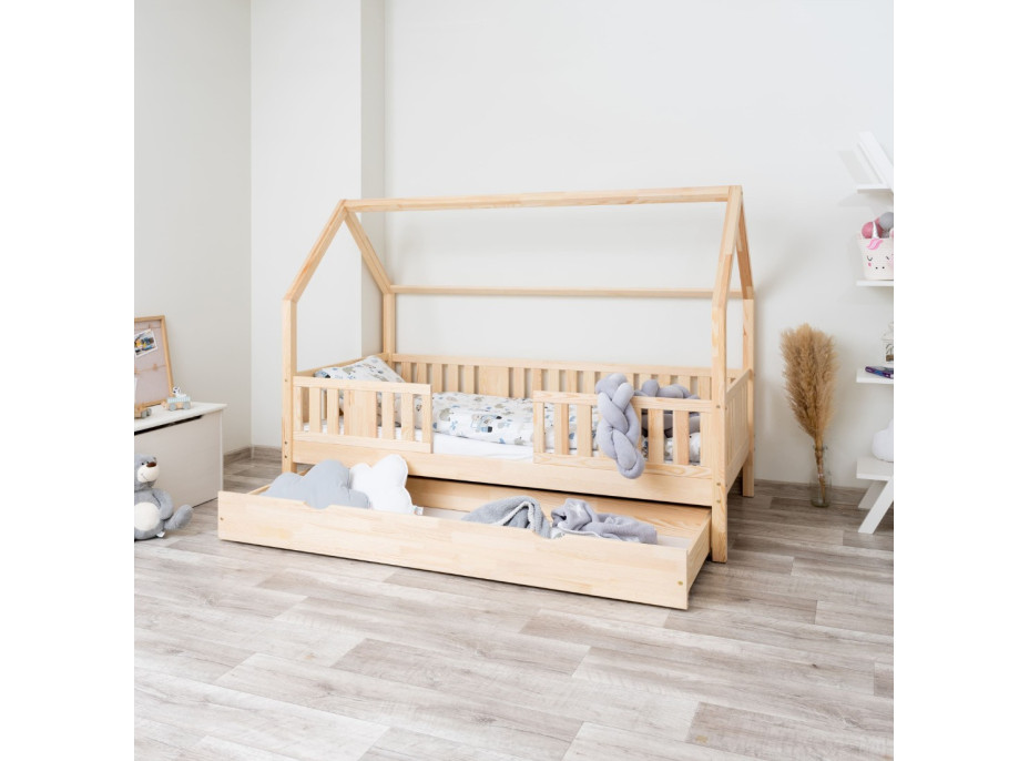 Dětská domečková postel z masivu borovice NIKO L 20 - 180x80 cm