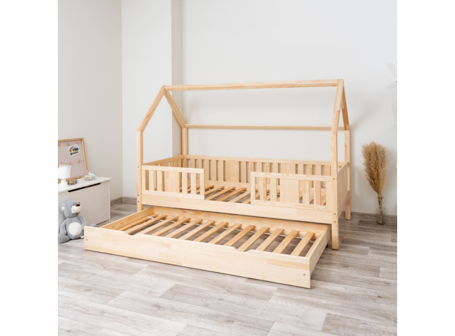 Dětská domečková postel z masivu borovice NIKO L 20 - 180x80 cm