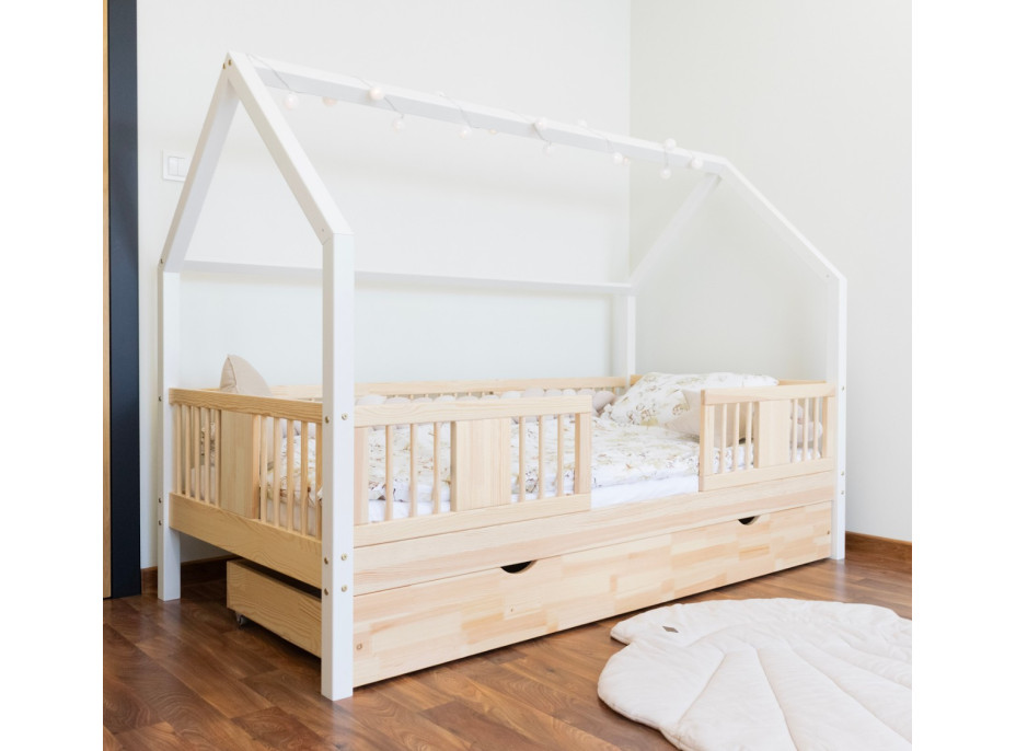Dětská domečková postel z masivu borovice NIKO L 20 - 160x80 cm