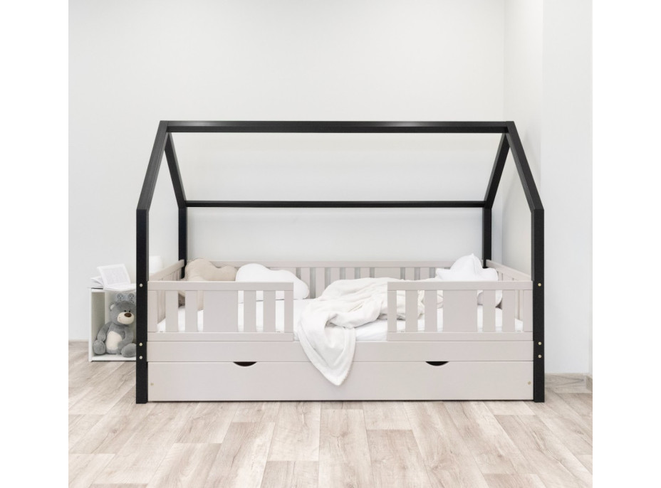 Dětská domečková postel z masivu borovice NIKO L 20 - 180x80 cm