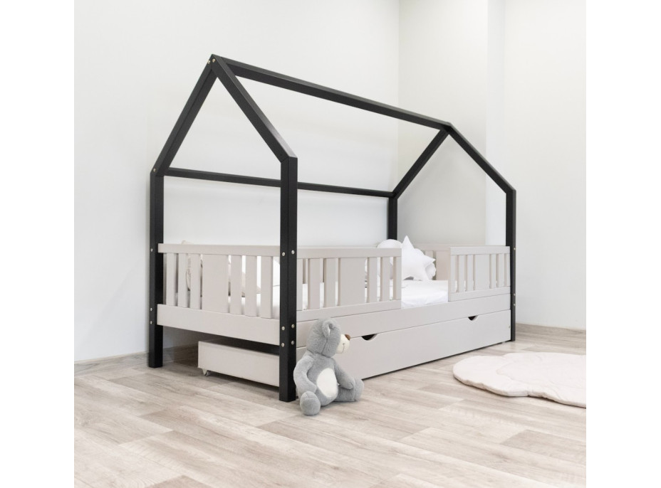 Dětská domečková postel z masivu borovice NIKO L 20 - 200x90 cm