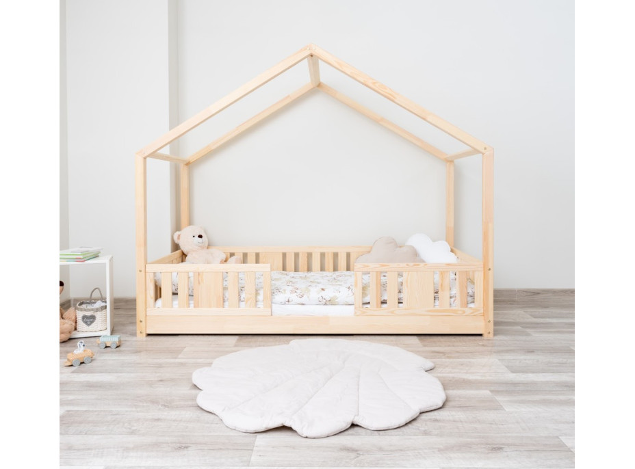 Dětská domečková Montessori postel z masivu borovice NIKO S - 180x80 cm