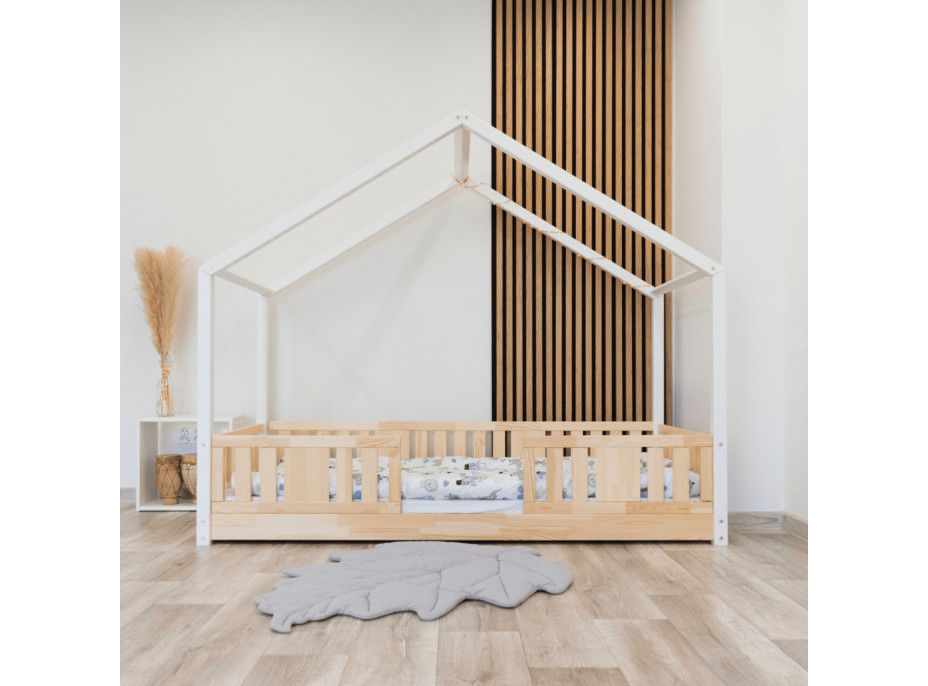 Dětská domečková Montessori postel z masivu borovice NIKO S - 180x80 cm