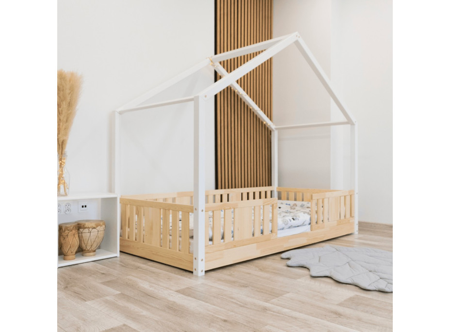 Dětská domečková Montessori postel z masivu borovice NIKO S - 160x80 cm