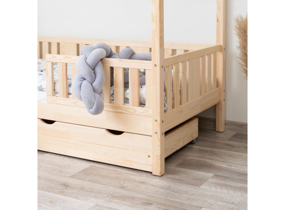 Dětská domečková postel z masivu borovice NIKO L 20 - 200x90 cm