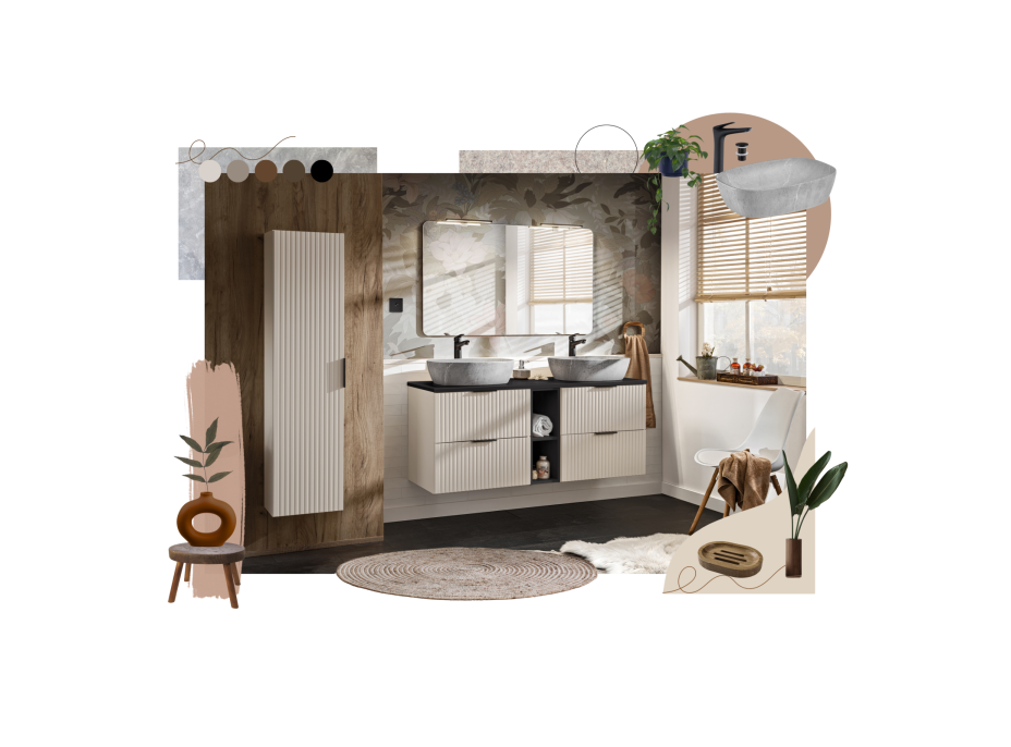 Koupelnová závěsná skříňka pod umyvadlo ADÉLA 40 cm - kašmírová