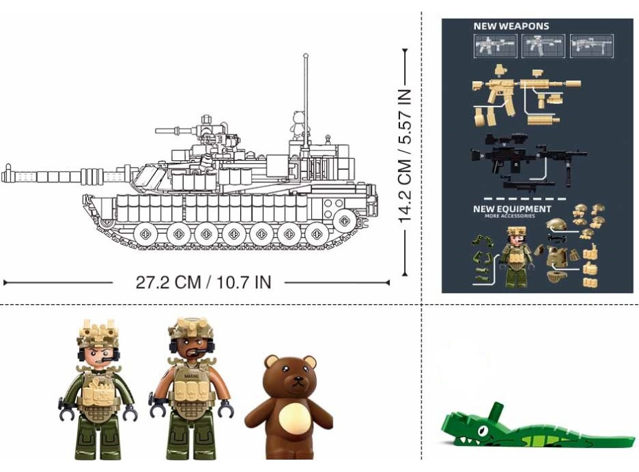 Sluban Model Bricks M38-B1365 Bitevní tank M1A2 Abrams TUSK II 2v1