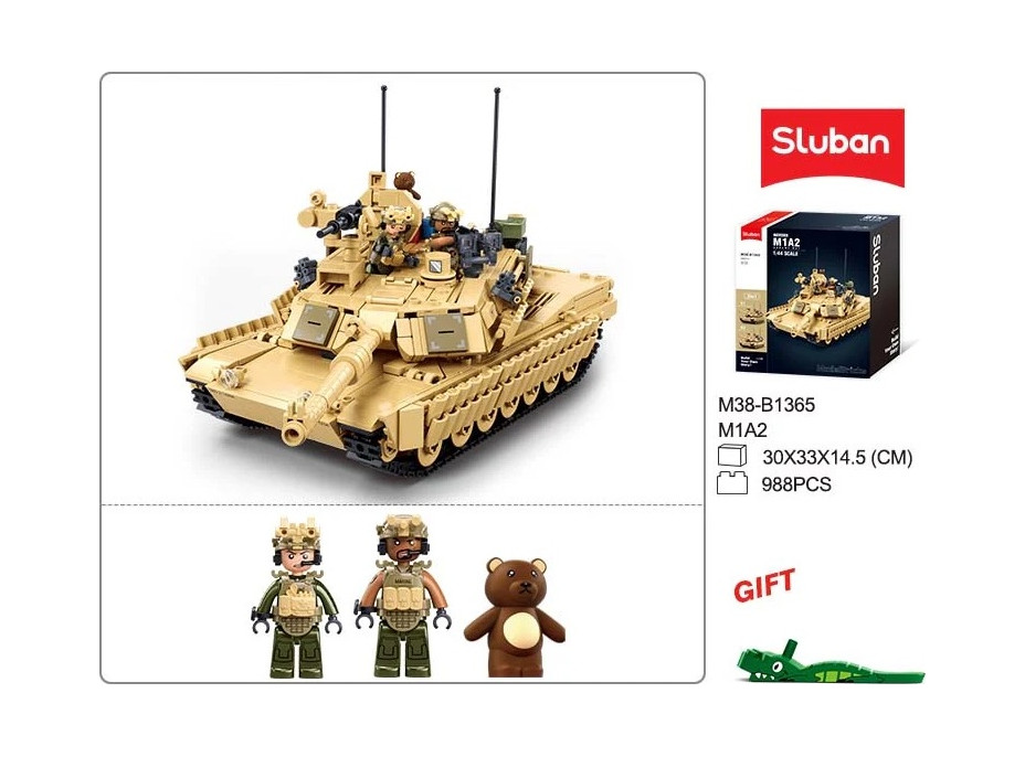 Sluban Model Bricks M38-B1365 Bitevní tank M1A2 Abrams TUSK II 2v1