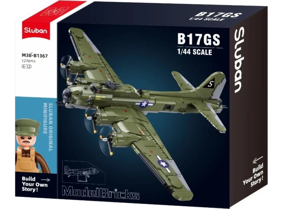 Sluban Model Bricks M38-B1367 Americký bombardér B-17G v měřítku 1:44