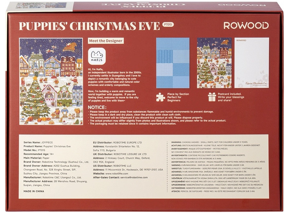 RoboTime Puzzle Štědrý den štěňat 1000 dílků