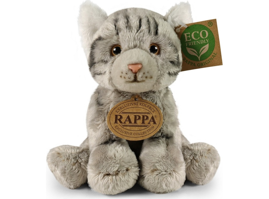 Rappa Plyšová kočka sedící šedá 14 cm ECO-FRIENDLY