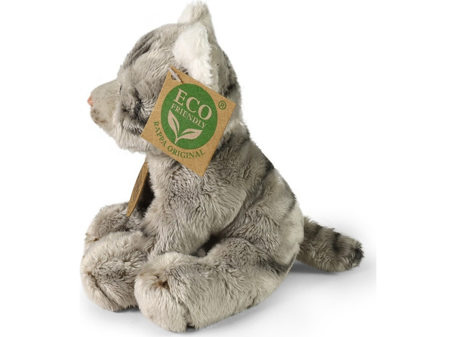Rappa Plyšová kočka sedící šedá 14 cm ECO-FRIENDLY