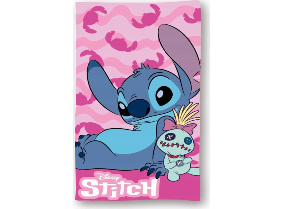 Bavlněná osuška Stitch a Scrump - růžová - 70x140 cm