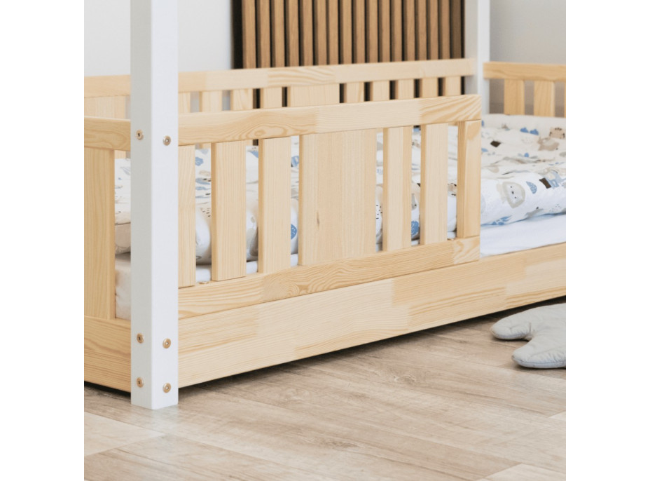 Dětská domečková Montessori postel z masivu borovice NIKO S - 200x90 cm