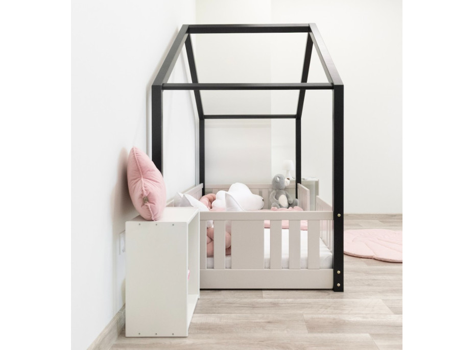 Dětská domečková Montessori postel z masivu borovice NIKO S - 200x90 cm