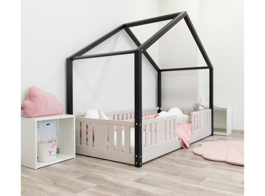 Dětská domečková Montessori postel z masivu borovice NIKO S - 200x90 cm