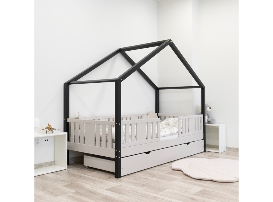 Dětská domečková postel z masivu borovice NIKO S 20 - 200x90 cm