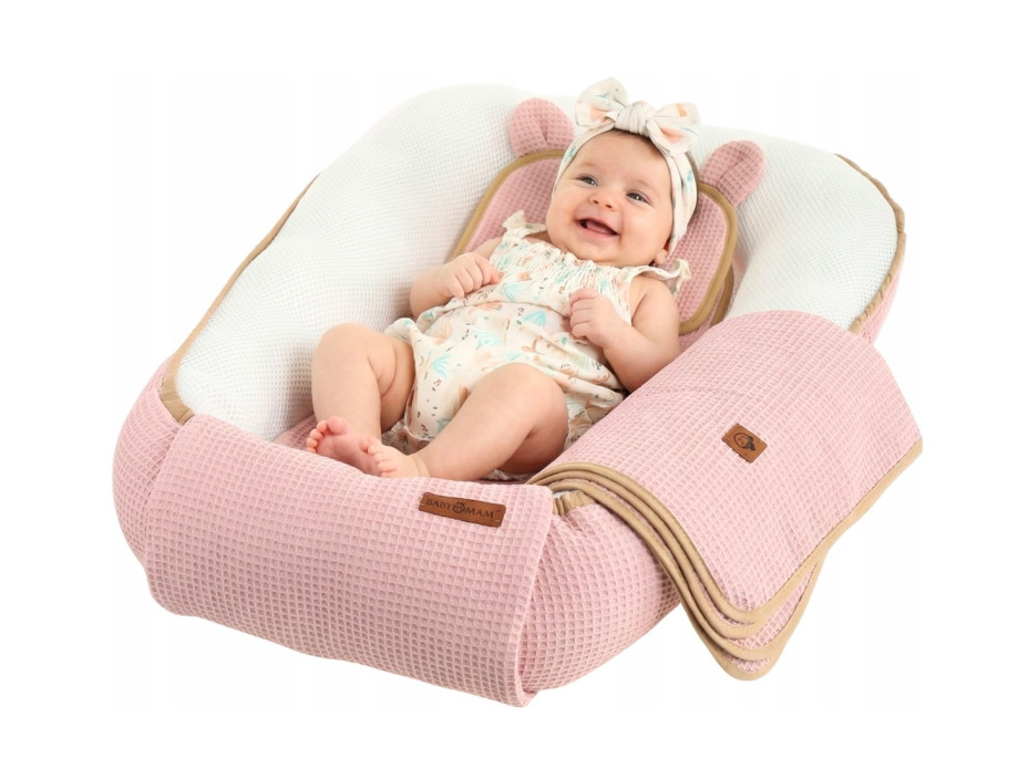 Hnízdečko (kokon) pro miminko - BABYMAM AIR 3D SAFE SLEEP SET - růžové