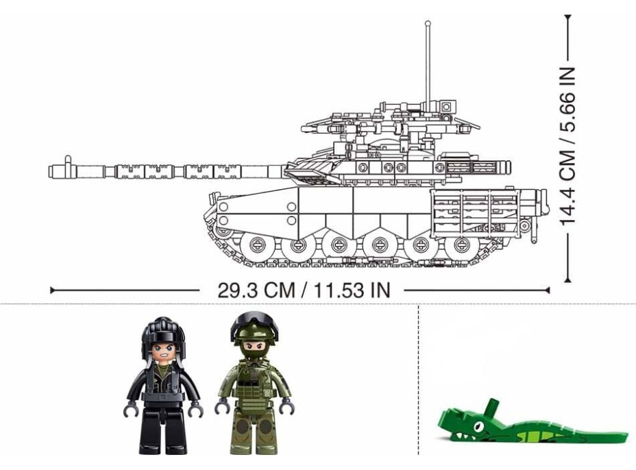 Sluban Model Bricks M38-B1377 Tank T-90M-S v měřítku 1:35