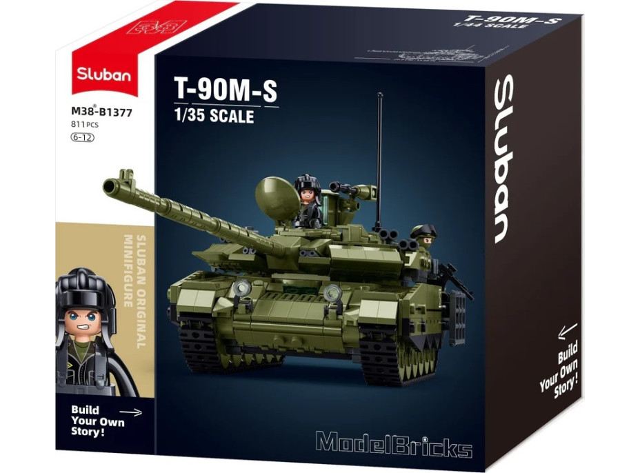 Sluban Model Bricks M38-B1377 Tank T-90M-S v měřítku 1:35