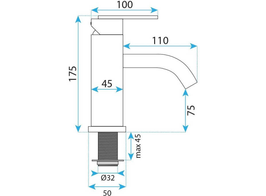 Umyvadlová baterie REA ONTARIO - gun grey - nízká