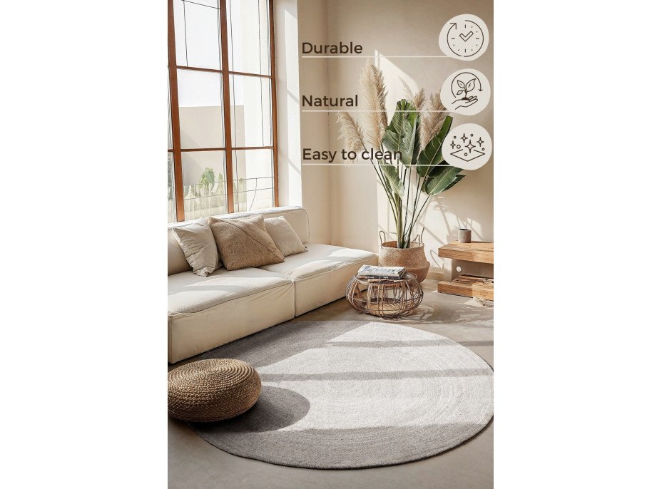 Kusový koberec Jute Braided 106321 White kruh