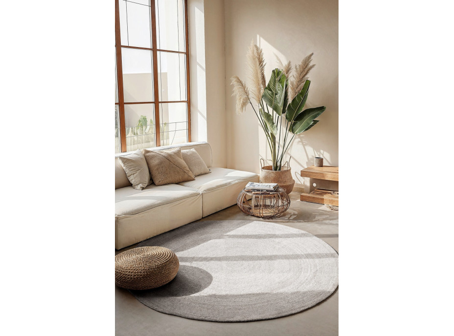 Kusový koberec Jute Braided 106321 White kruh