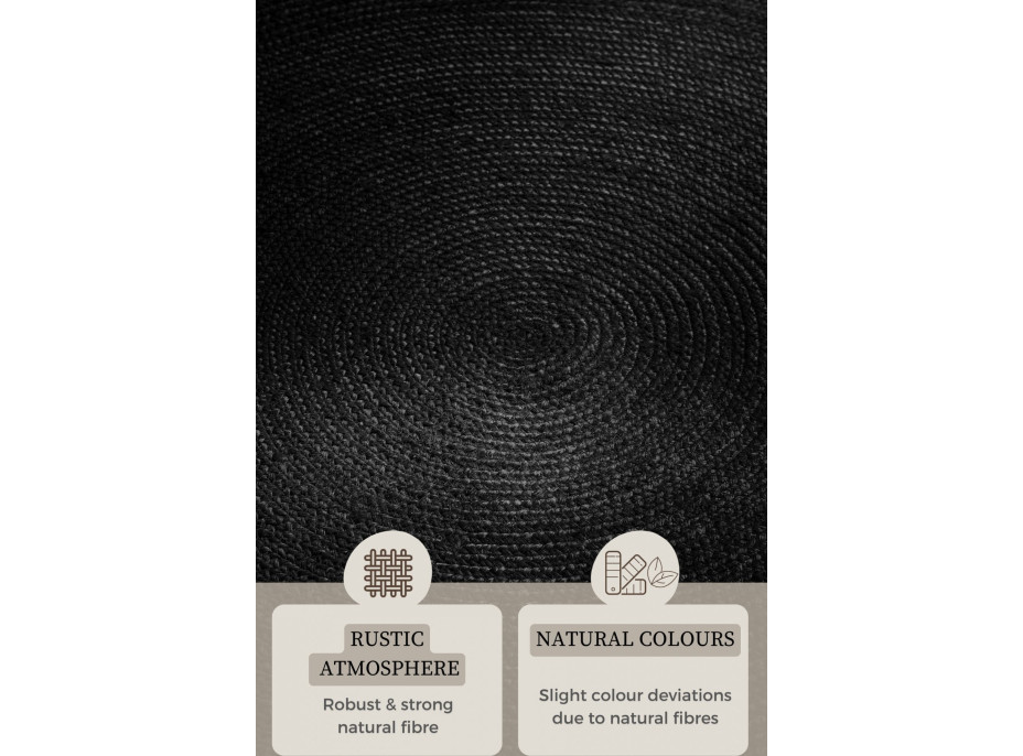 Kusový koberec Jute Braided 106322 Black kruh