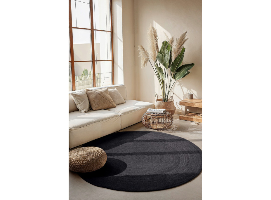 Kusový koberec Jute Braided 106322 Black kruh