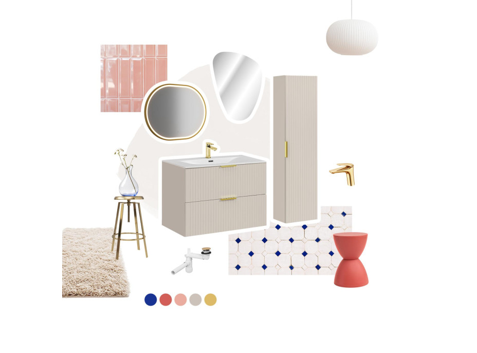 Koupelnová závěsná skříňka ADÉLA - nízká spodní s košem na prádlo - kašmírová