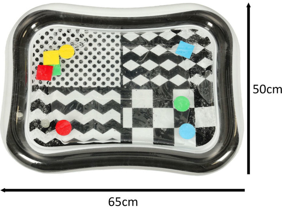 Nafukovací vodní podložka s kontrastními černobílými vzory - 65 cm x 50 cm