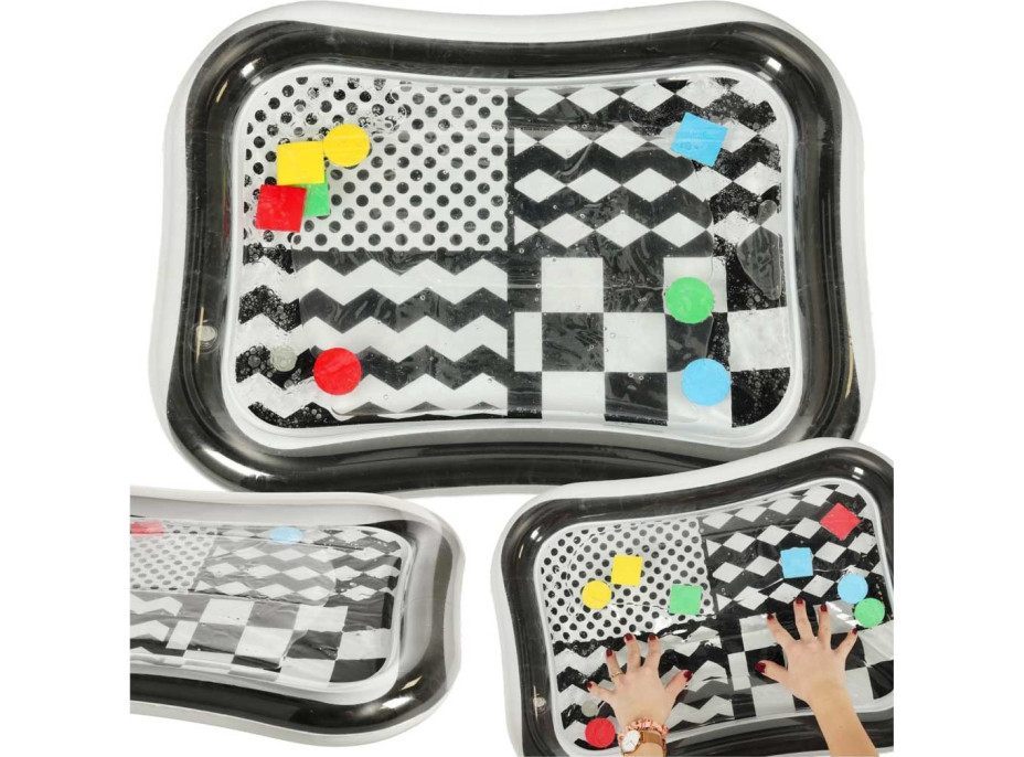 Nafukovací vodní podložka s kontrastními černobílými vzory - 65 cm x 50 cm