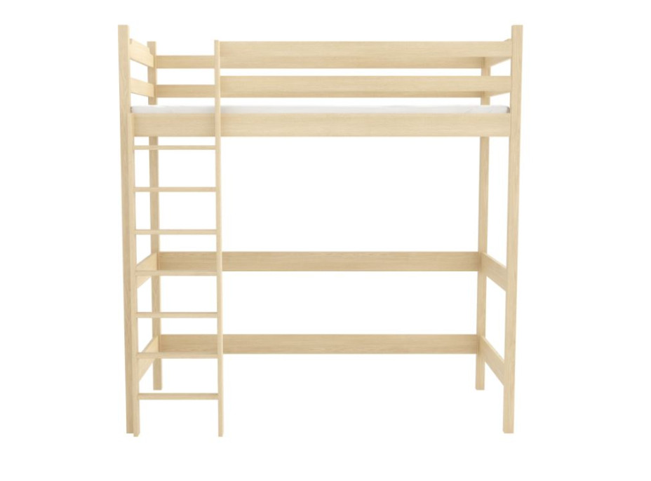 Dětská vyvýšená postel z masivu borovice TEXAS - 190x90 cm - BEZ POVRCHOVÝCH ÚPRAV