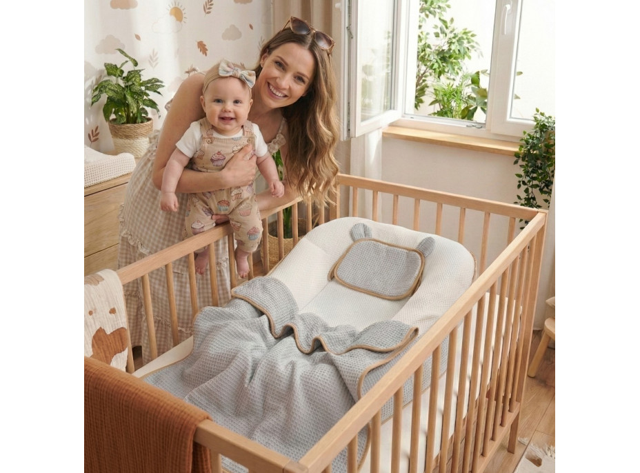 Hnízdečko (kokon) pro miminko - BABYMAM AIR 3D SAFE SLEEP SET - šedé