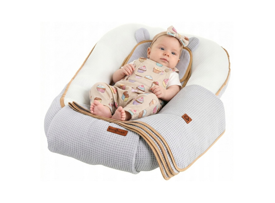 Hnízdečko (kokon) pro miminko - BABYMAM AIR 3D SAFE SLEEP SET - šedé