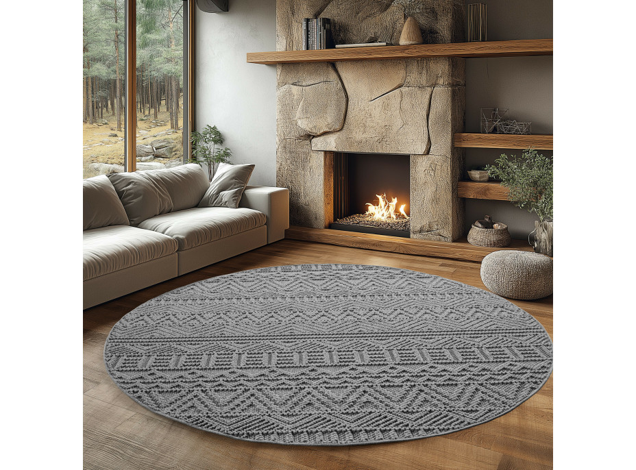 Kusový koberec Helix 2202 silver kruh