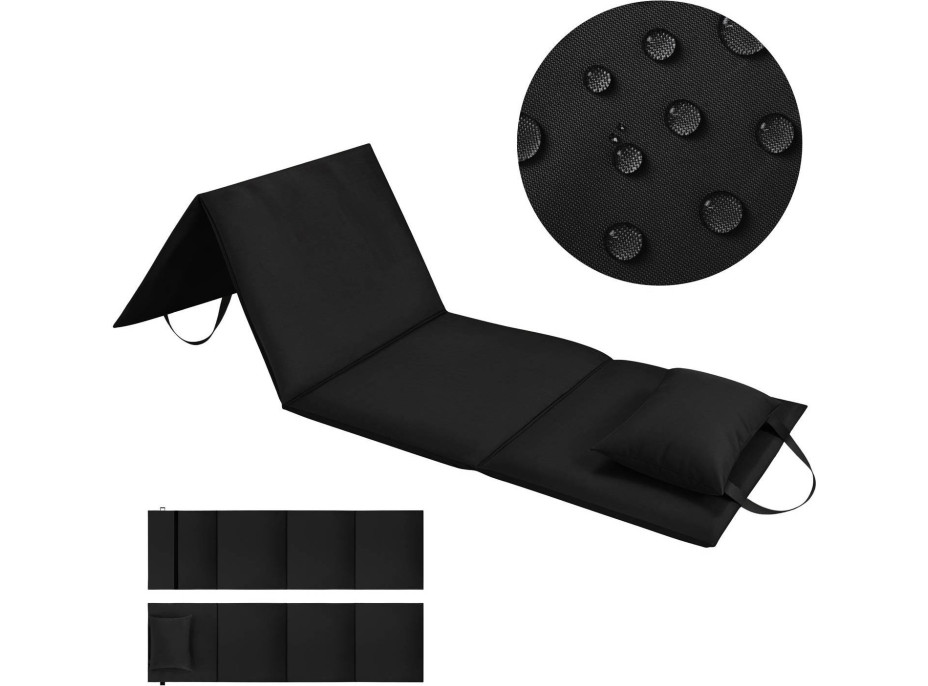 Skládací podložka SURVIVAL s polštářem - 180x50 cm - černá
