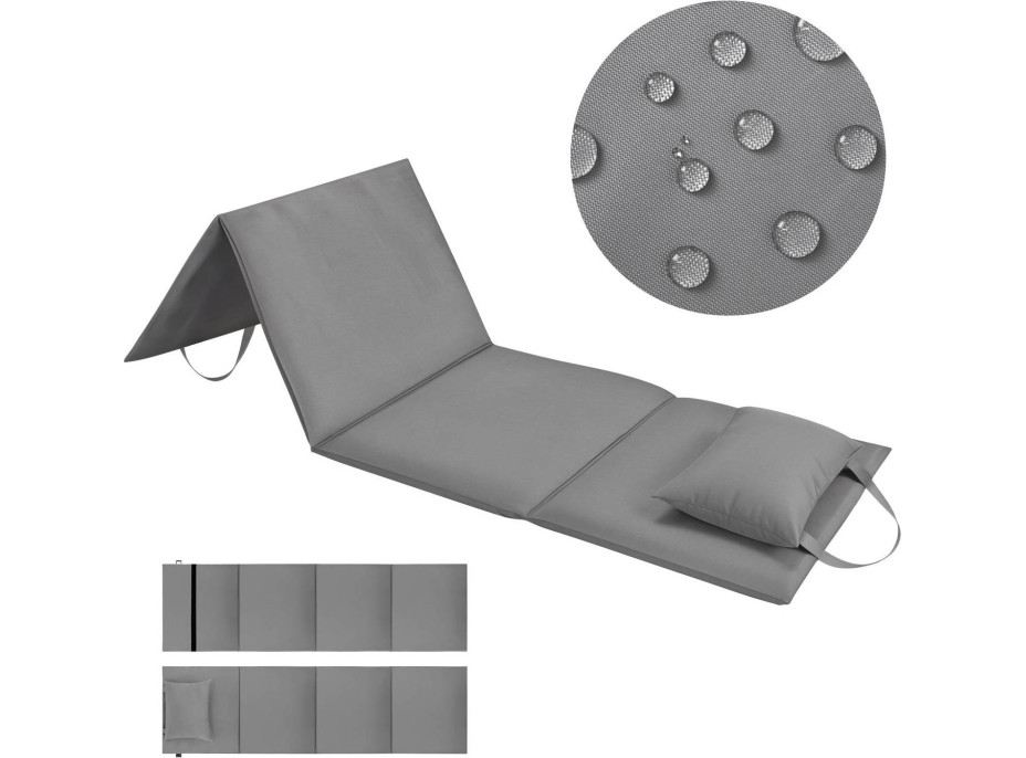 Skládací podložka SURVIVAL s polštářem - 180x50 cm - šedá