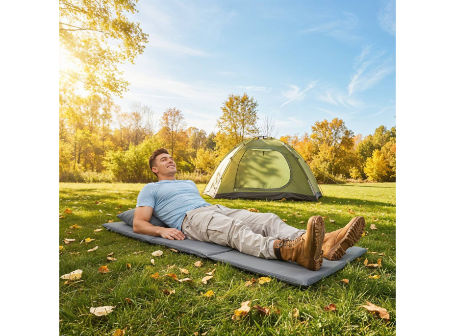 Skládací podložka SURVIVAL s polštářem - 180x50 cm - šedá