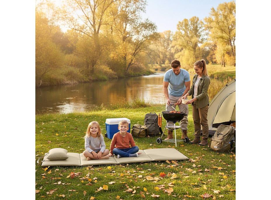 Skládací podložka SURVIVAL s polštářem - 180x50 cm - béžová