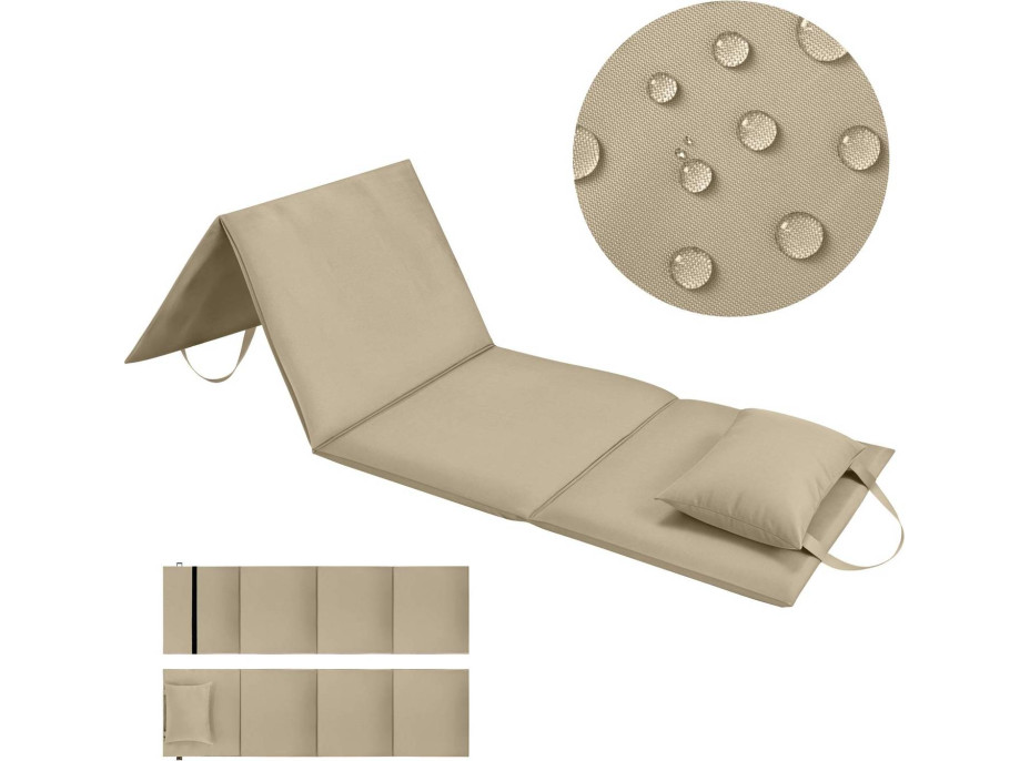Skládací podložka SURVIVAL s polštářem - 180x50 cm - béžová