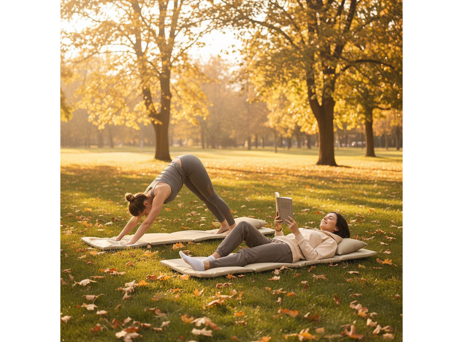 Skládací podložka SURVIVAL s polštářem - 180x50 cm - béžová