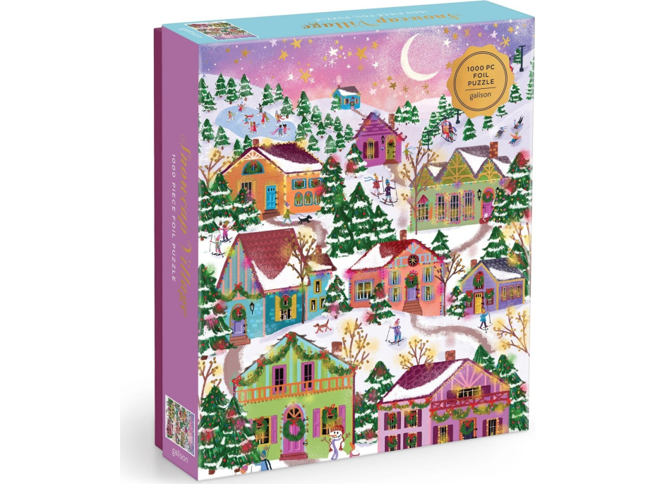 GALISON Metalické puzzle Zasněžená vesnička 1000 dílků