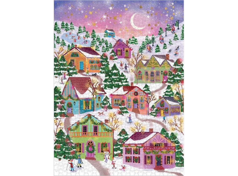 GALISON Metalické puzzle Zasněžená vesnička 1000 dílků