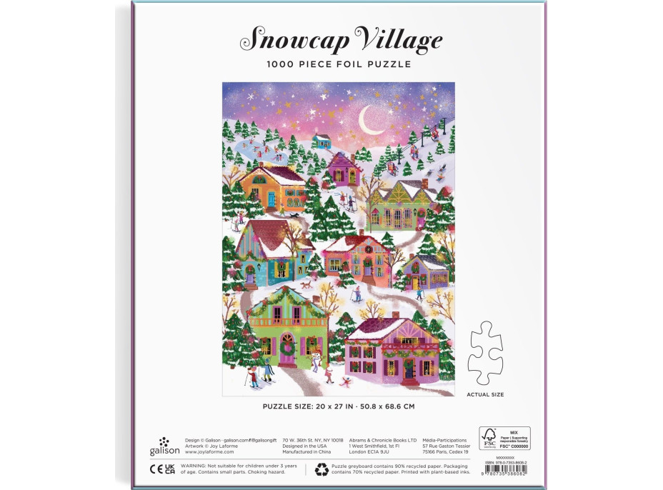 GALISON Metalické puzzle Zasněžená vesnička 1000 dílků