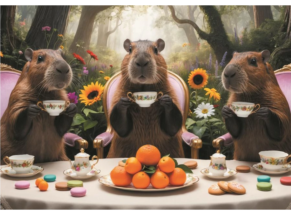 TREFL Puzzle Malovaná města a Kapybary 4x1000 dílků