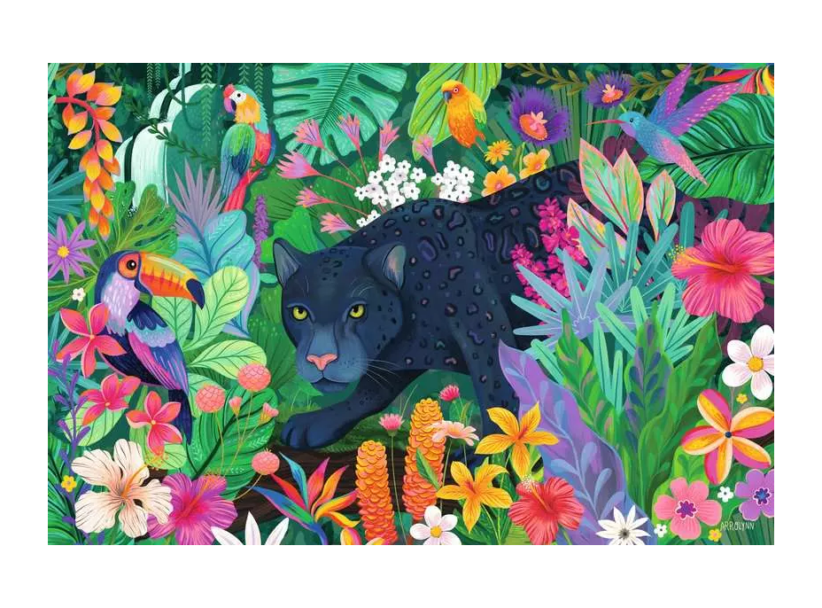 RAVENSBURGER Puzzle Panter v rozkvetlé džungli 3000 dílků