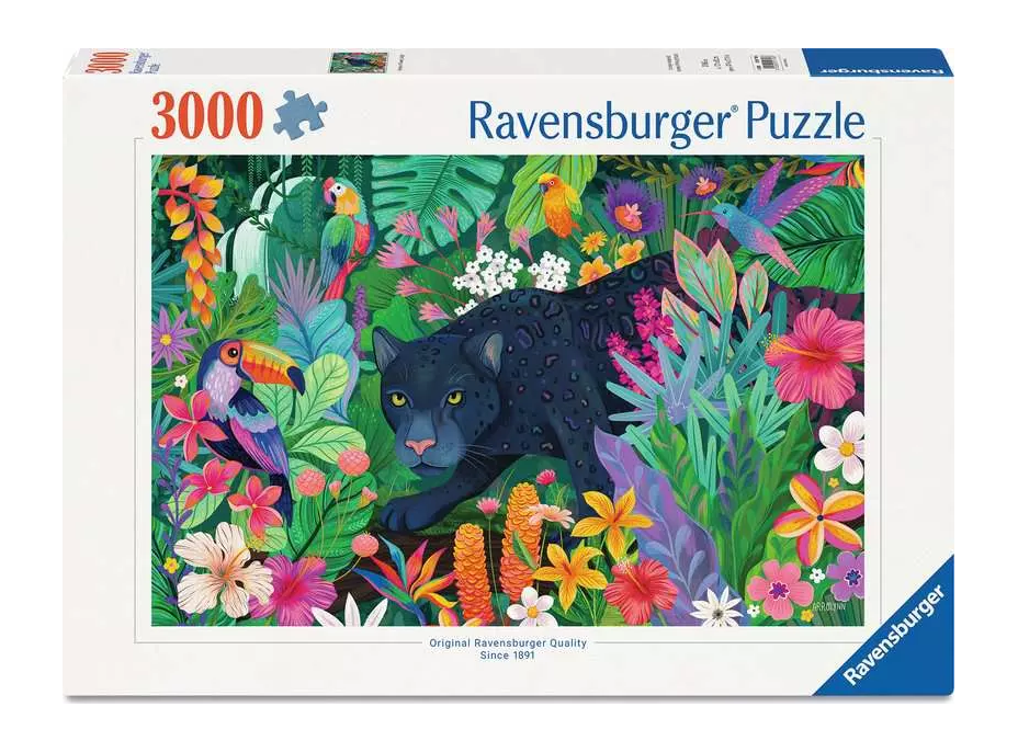 RAVENSBURGER Puzzle Panter v rozkvetlé džungli 3000 dílků