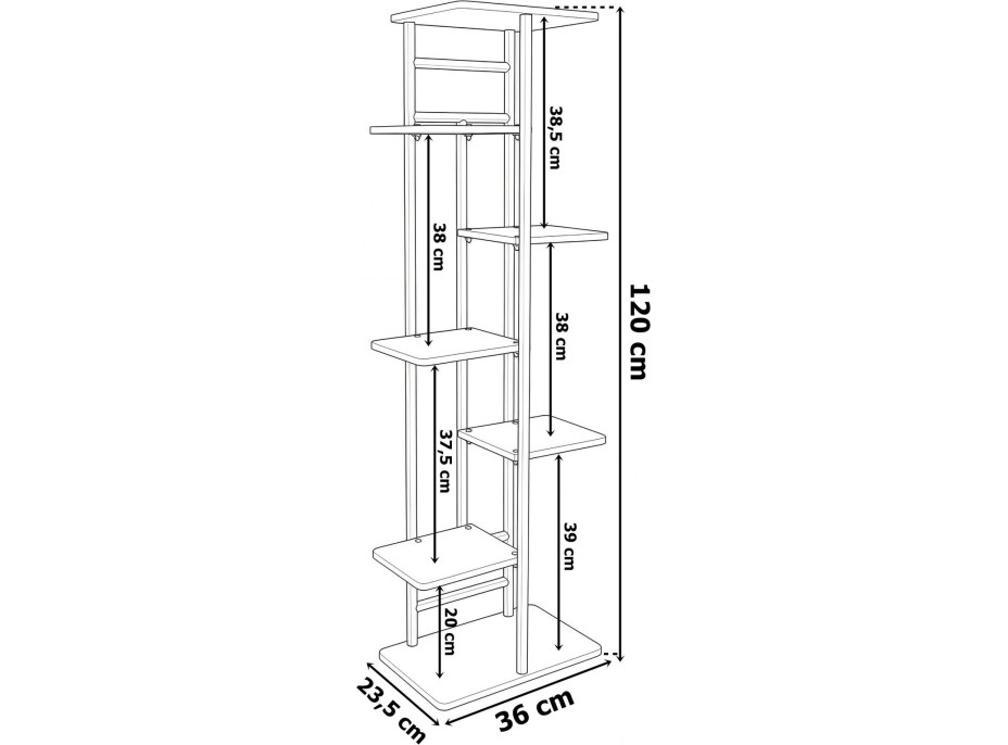 Stojan na květiny BASTIAN RUSTIC - grafitový/stařený dub